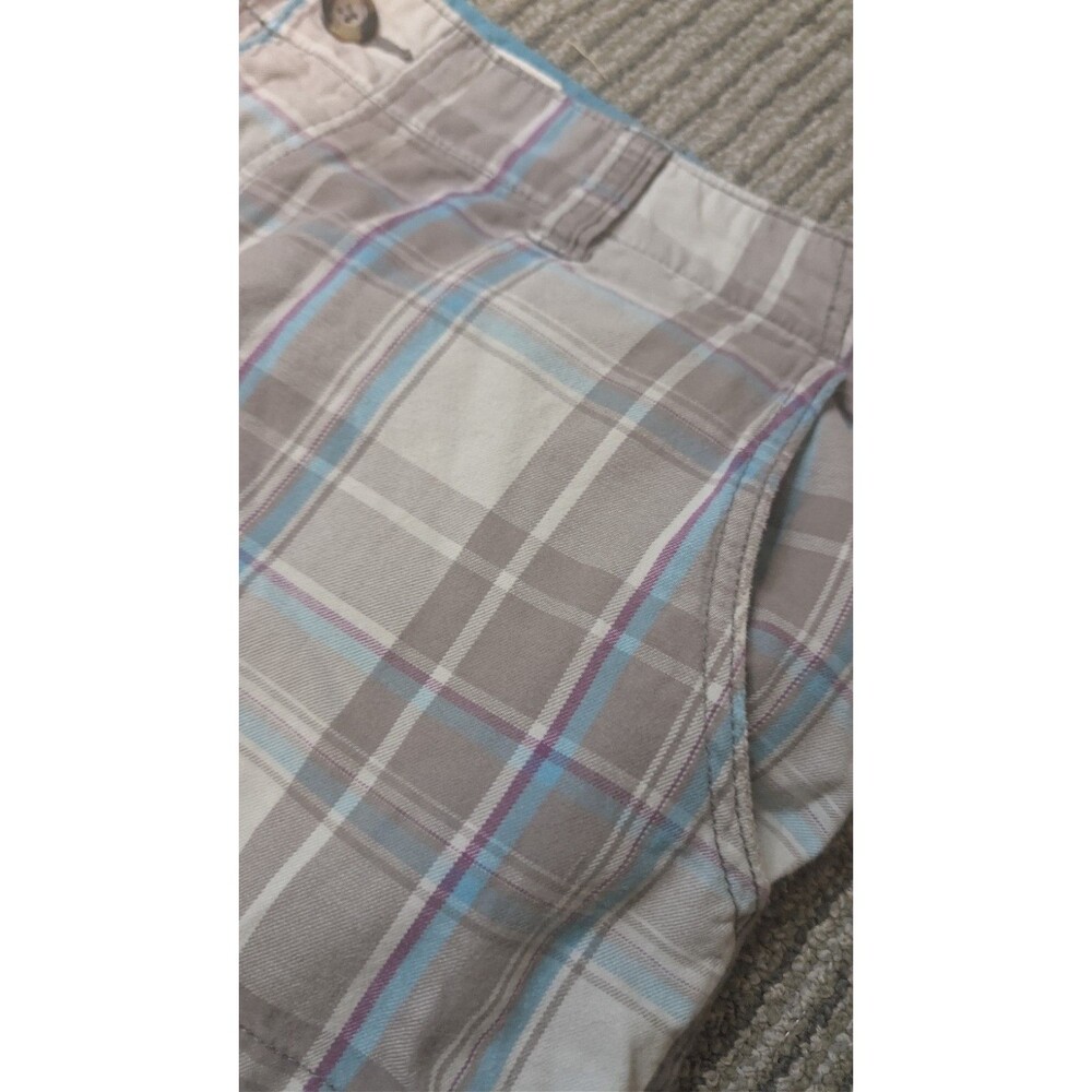 Mossimo Men's Plaid Cargo Shorts Size 40 Tan Blue Checkered Flawed Read As Is - Picture 3 of 4